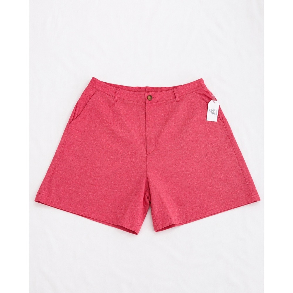 Time and Tru Coral Pink High Rise Linen Blend Shorts NWT Womens XXL 20